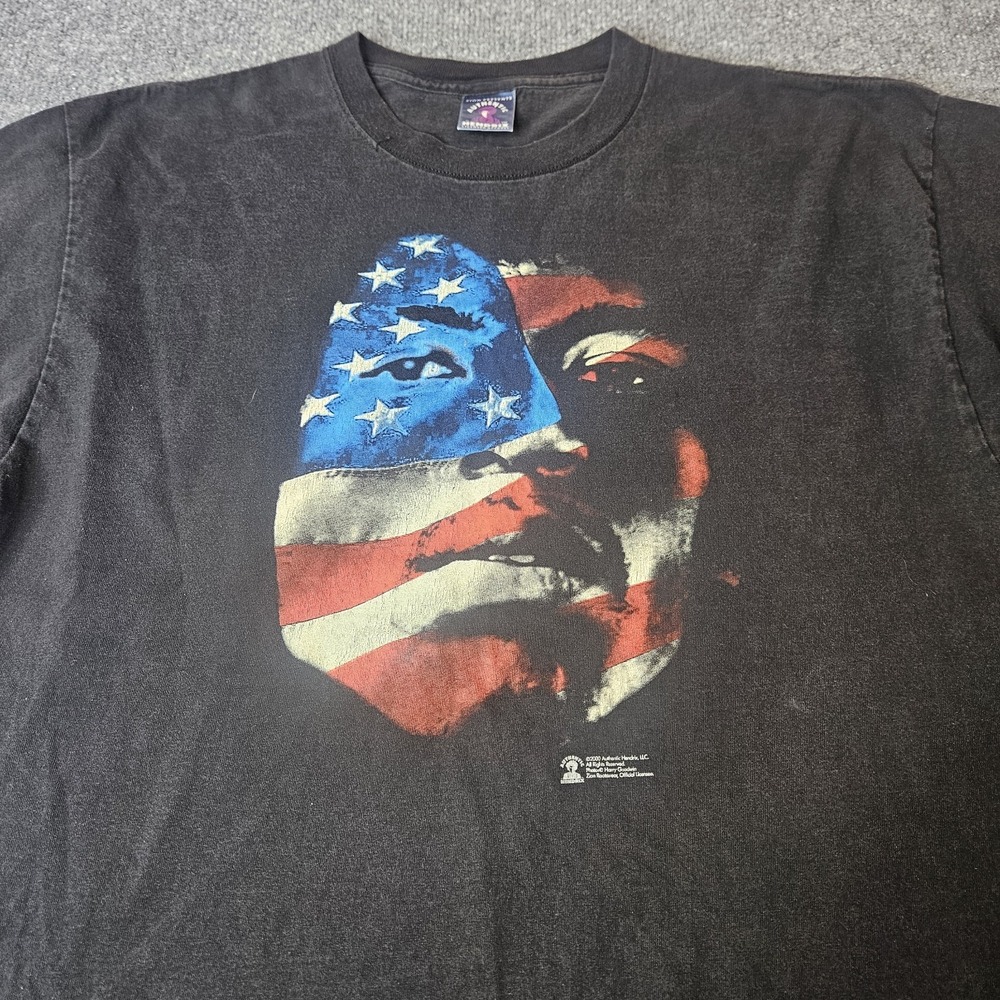 Vintage 2000 Authentic Hendrix Apperal Himi Hendrix Tshirt Size XL Face Flag